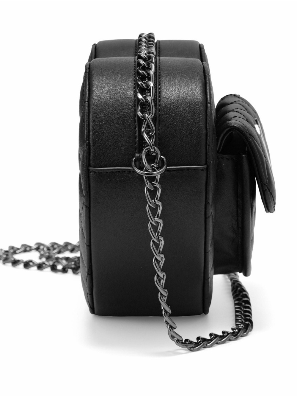 Valentino Orlandi Heart Shaped Black Quilted Bag with Gunmetal Chain - Picture 5 of 7